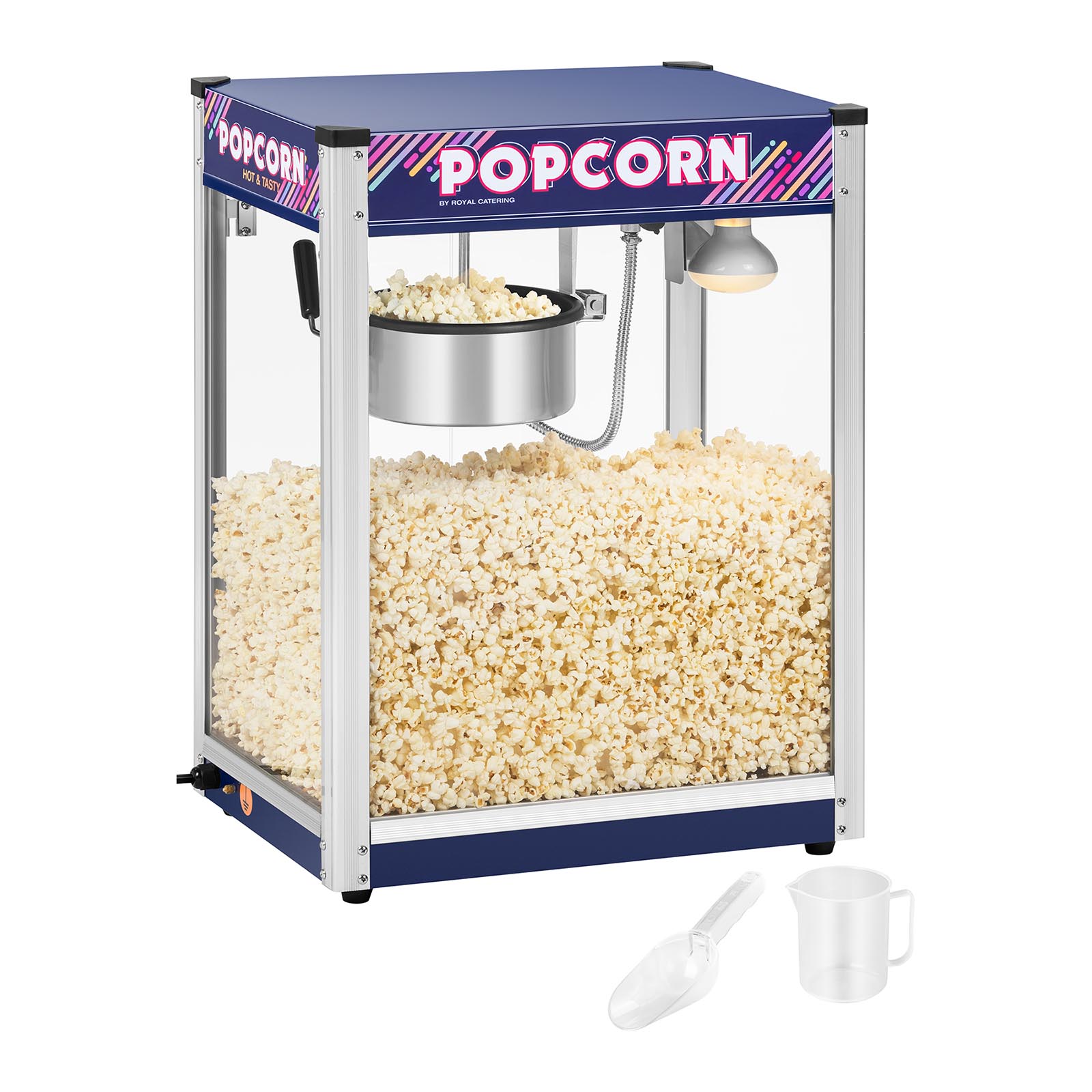 Stroj na popcorn - 8 oz Se strojem na popcorn RCPR-1350 od Royal Catering můžete profesionálně vyrábět čerstvý popcorn a současně jej optimálně skladovat a podávat teplý. Stroj je určen pro komerční využití.